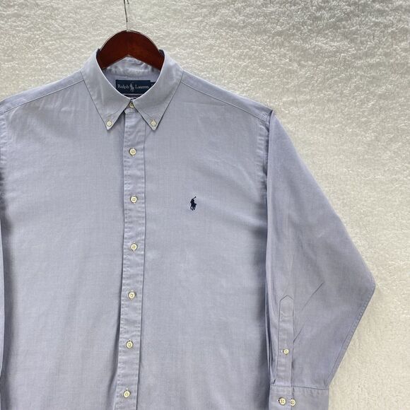 Ralph Lauren Shirt Yarmouth Men's 16.5 32-33 Blue Oxford Long Sleeve Button Down - Picture 4 of 16